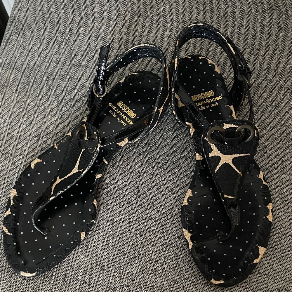 Moschino Black and Cream Women's Sandals